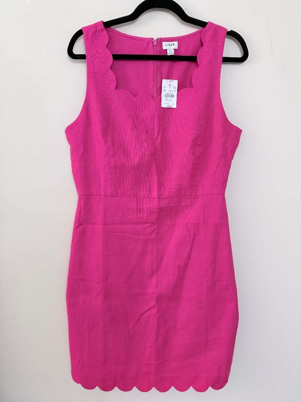 NWT J. Crew Hot Pink Sleeveless Scalloped Sheath Dress | Size 10